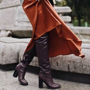 Sigerson Morrison MARS Black Leather Studded Over-The-Knee Boots 8 1/2